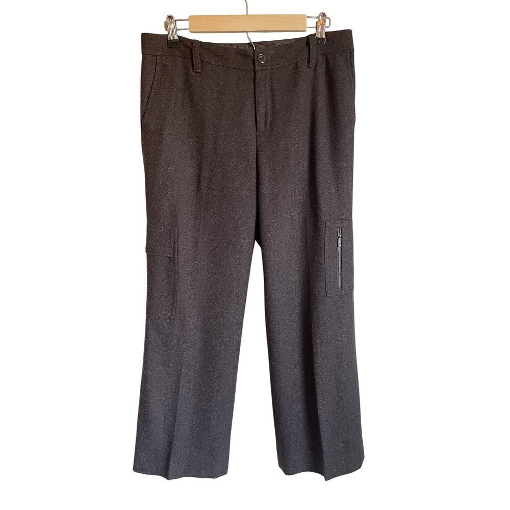 Eddie Bauer Mercer Fit Brown Wool Cargo Pants Cropped Straight Leg Size 8 Lined